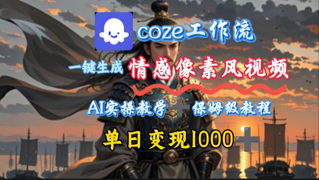 用coze工作流一键生成情感像素风视频，几分钟一条，单日变现500+-创想网