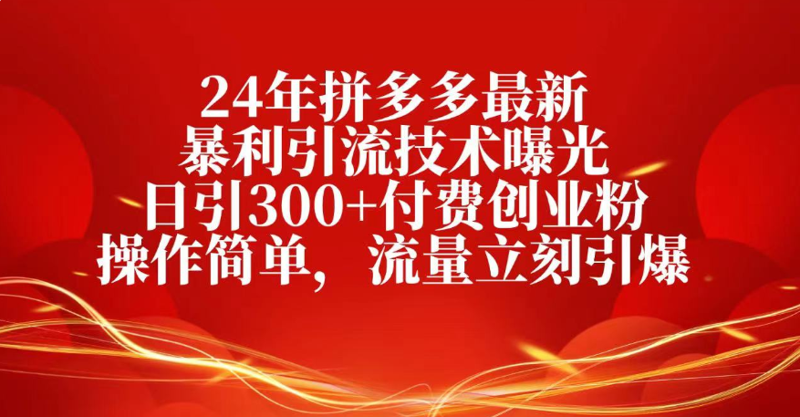 25年拼多多最新暴利引流技术曝光、日引300+付费创业粉操作简单，流量立刻引爆-创想网