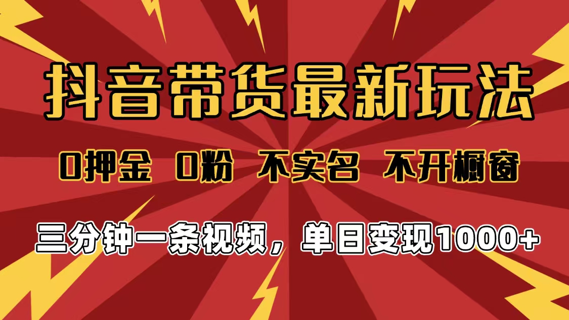 2025年抖音带货最新玩法，0押金0粉，不实名，不开橱窗，单日变现1000➕，小白最快当天见收益-创想网