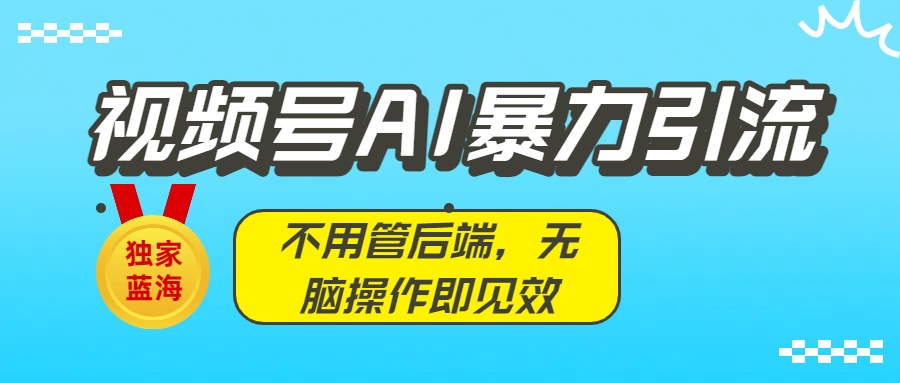 独家蓝海！视频号AI暴力引流：不用管后端，无脑操作即见效-创想网