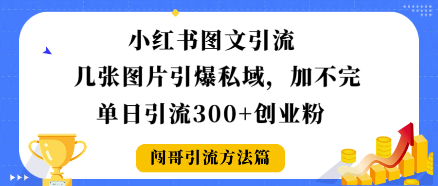小红书图文引流，几张图片引爆私域加不完，单日引流300＋创业粉-创想网