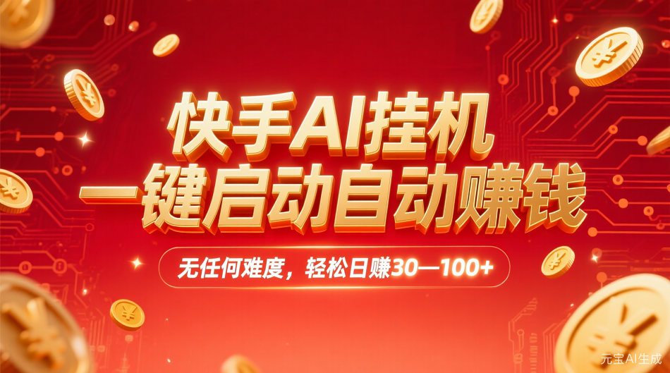 快手AI，一键启动自动赚钱 无任何难度，轻松一天30—100+-创想网