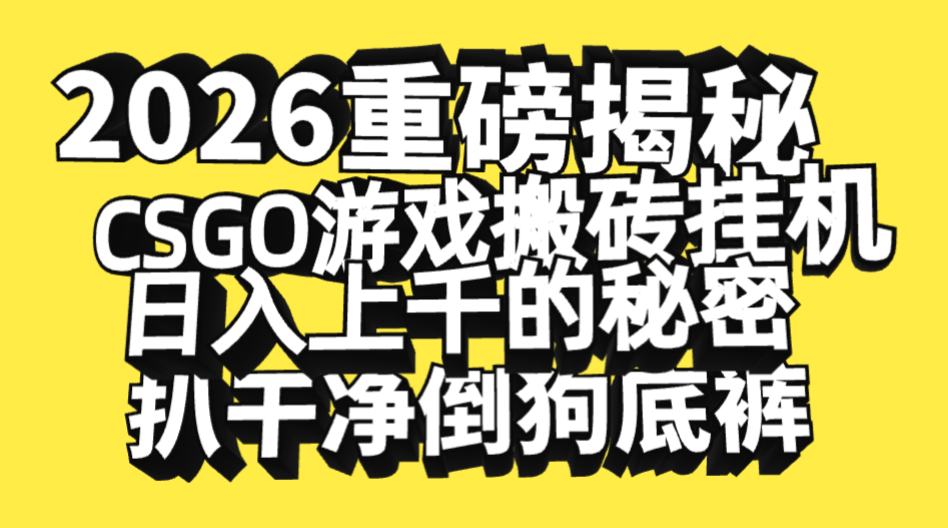 2026开年重磅解密，CSGO游戏搬砖挂机日入上千的秘密，把倒狗的底裤扒干净，毫无保留-创想网