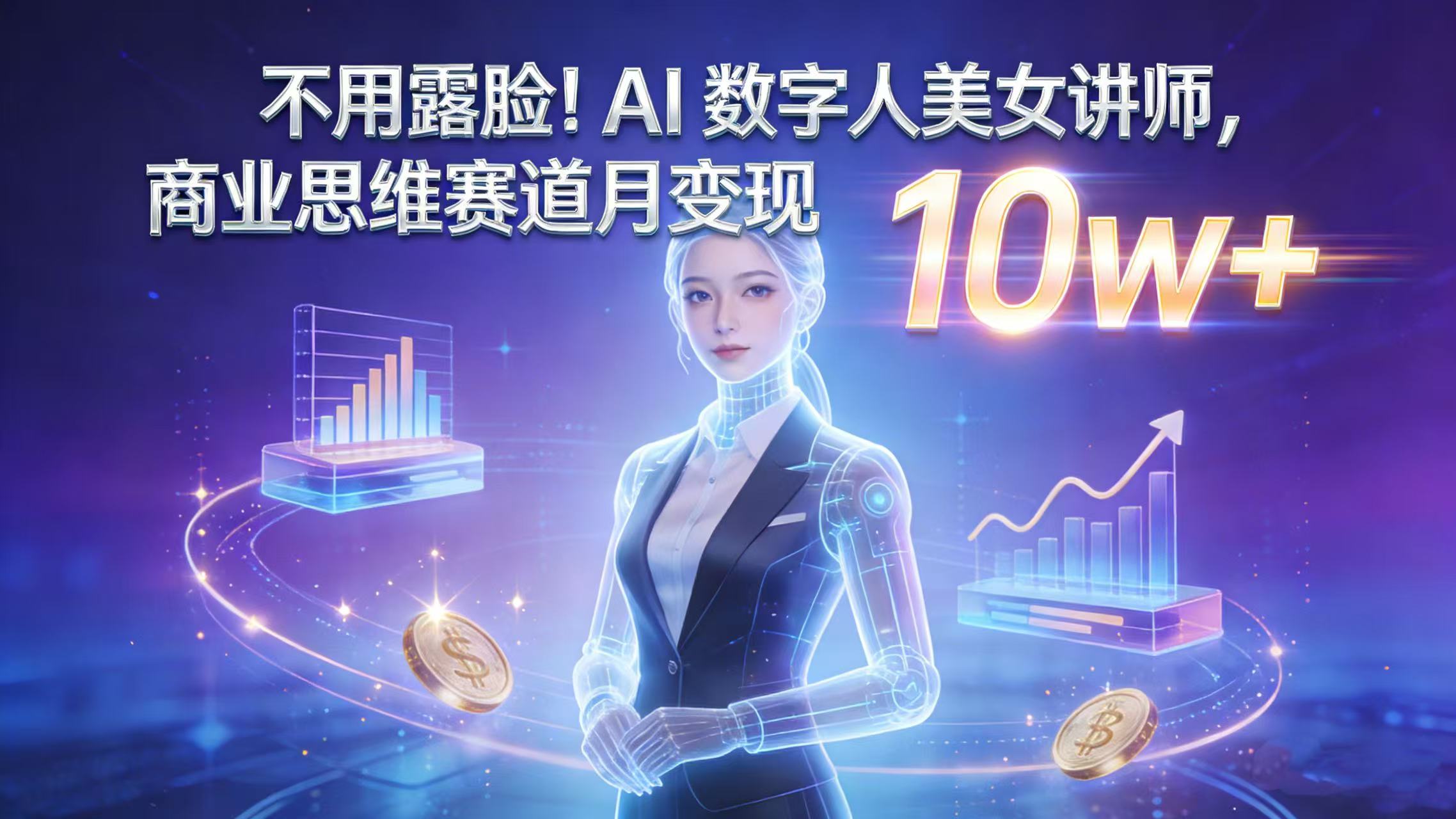 不用露脸！AI 数字人美女讲师，商业思维赛道月变现 10w+-创想网