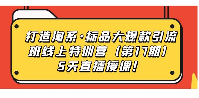 打造淘系·标品大爆款引流班线上特训营5天直播授课！-创想网