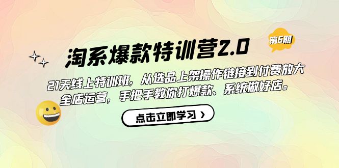 淘系爆款特训营2.0【第六期】从选品上架到付费放大 全店运营 打爆款 做好店-创想网