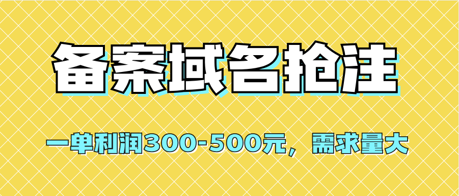 【全网首发】备案域名抢注，一单利润300-500元，需求量大-创想网