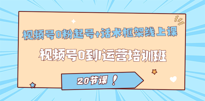 视频号·0粉起号 话术框架线上课：视频号0到1运营培训班（20节课）-创想网
