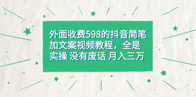 外面收费598抖音简笔加文案教程，全是实操 没有废话 月入三万（教程 资料）-创想网