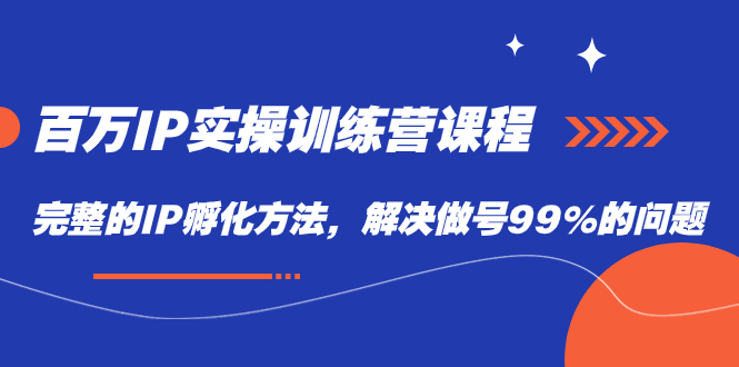 百万IP实战训练营课程，完整的IP孵化方法，解决做号99%的问题-创想网