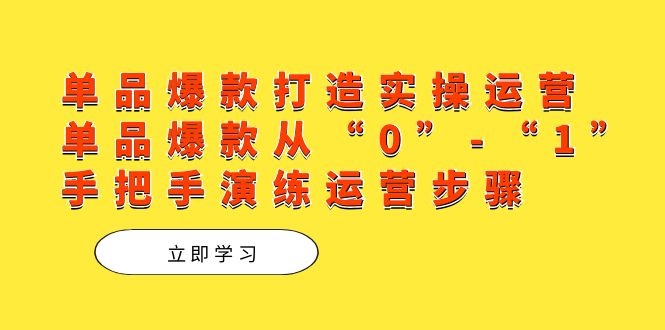 单品爆款打造实操运营，单品爆款从“0”-“1”手把手演练运营步骤-创想网