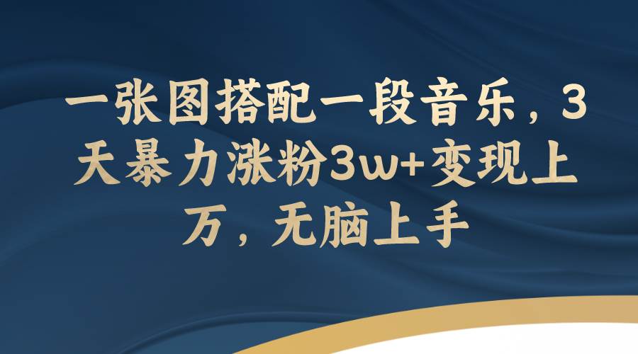 一张图搭配一段音乐，3天暴力涨粉3w 变现上万，无脑上手-创想网