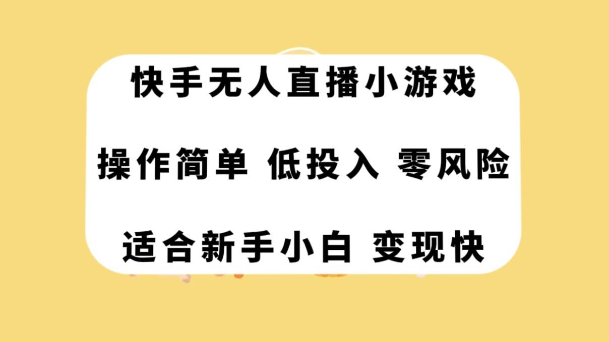 快手无人直播小游戏，操作简单，低投入零风险变现快-创想网