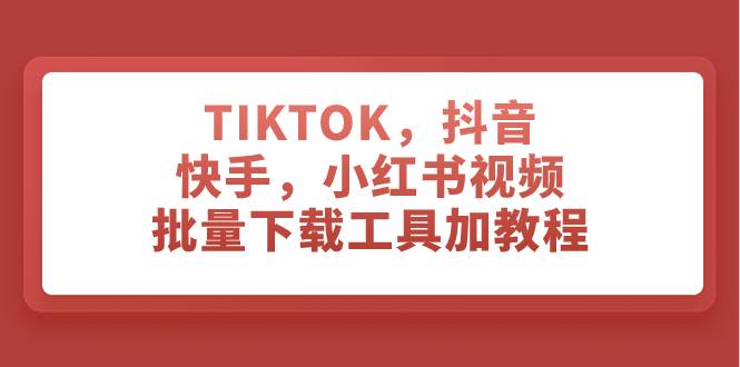 TIKTOK，抖音，快手，小红书视频批量下载工具加教程-创想网