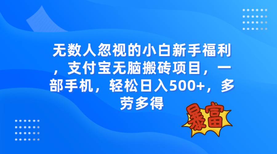 无数人忽视的项目，支付宝无脑搬砖项目，一部手机即可操作，轻松日入500-创想网