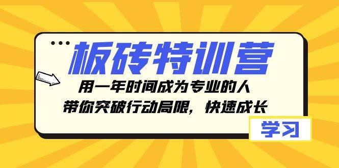 板砖特训营，用一年时间成为专业的人，带你突破行动局限，快速成长-创想网