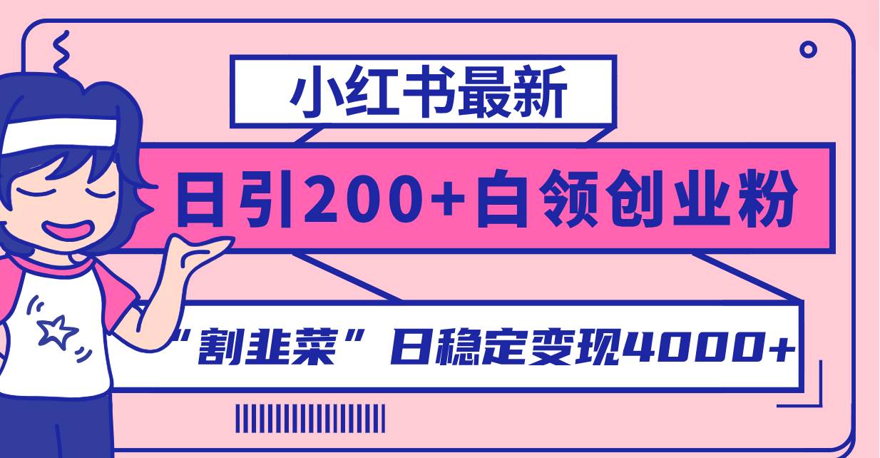 小红书最新日引200 创业粉”割韭菜“日稳定变现4000 实操教程！-创想网