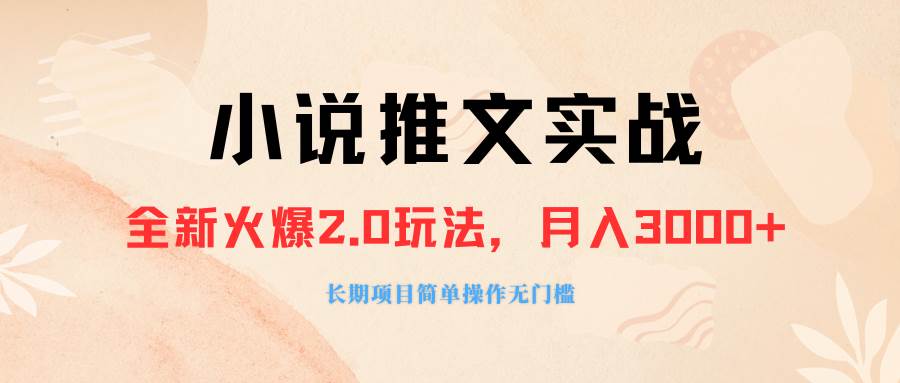 外面收费990的小说推广软件，零粉丝可变现，月入3000 ，小白当天即上手-创想网