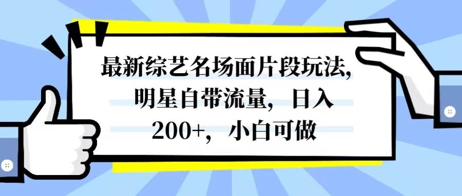 最新综艺名场面片段玩法，明星自带流量，日入200 ，小白可做-创想网