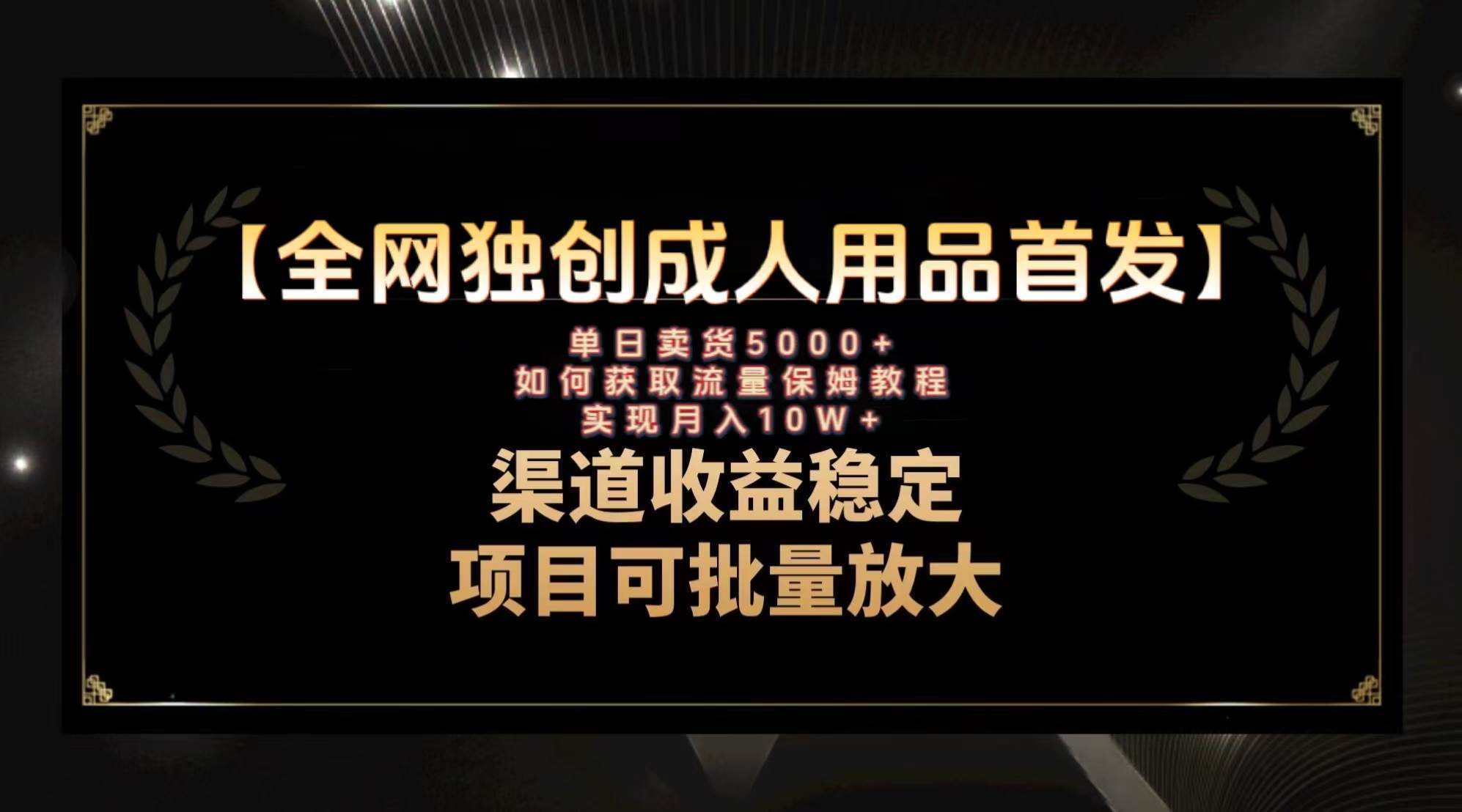 最新全网独创首发，成人用品赛道引流获客，月入10w保姆级教程-创想网