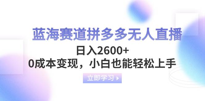 蓝海赛道拼多多无人直播，日入2600 ，0成本变现，小白也能轻松上手-创想网