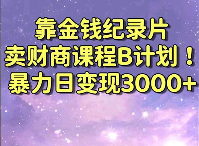 靠金钱纪录片卖财商课程B计划！暴力日变现3000+，喂饭式干货教程！-创想网