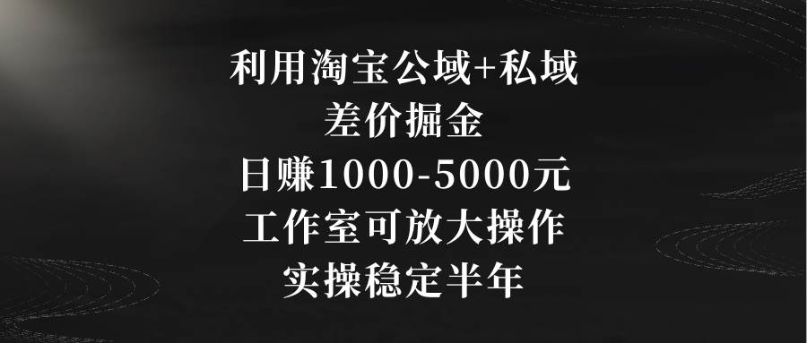 利用淘宝公域+私域差价掘金，日赚1000-5000元，工作室可放大操作，实操…-创想网