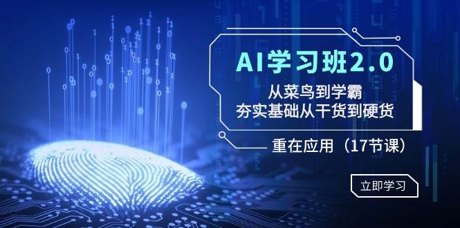 AI学习班2.0：从菜鸟到学霸，夯实基础从干货到硬货，重在应用（17节课）-创想网