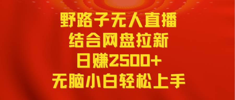 无人直播野路子结合网盘拉新，日赚2500+多平台变现，小白无脑轻松上手操作-创想网
