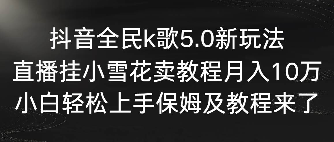 抖音全民k歌5.0新玩法，直播挂小雪花卖教程月入10万，小白轻松上手，保…-创想网