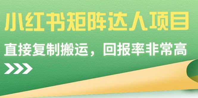小红书矩阵达人项目，直接复制搬运，回报率非常高-创想网