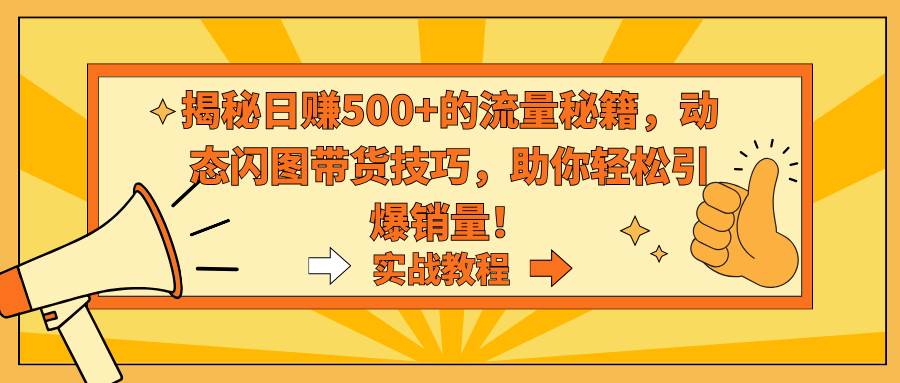 揭秘日赚500+的流量秘籍，动态闪图带货技巧，助你轻松引爆销量！-创想网