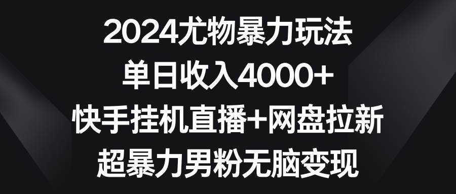 2024尤物暴力玩法 单日收入4000+快手挂机直播+网盘拉新 超暴力男粉无脑变现-创想网