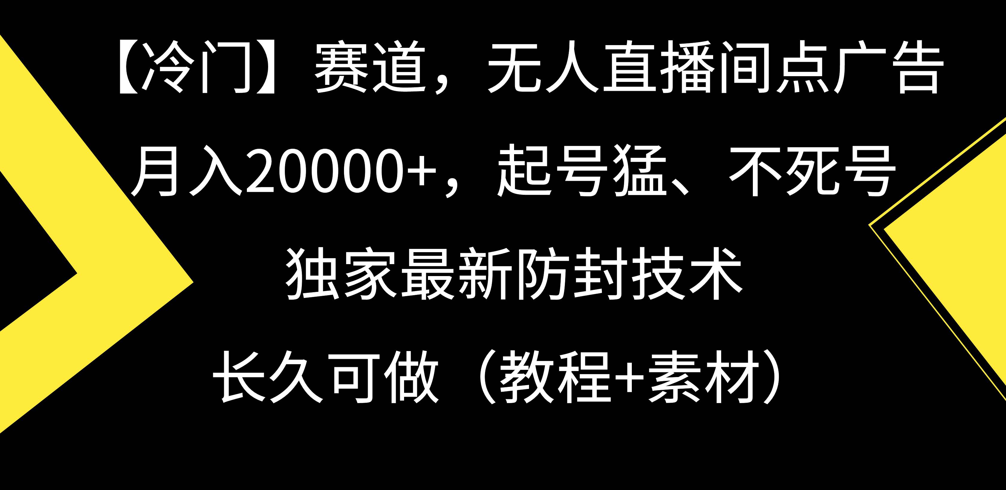 【冷门】赛道，无人直播间点广告，月入20000+，起号猛、不死号，独家最…-创想网