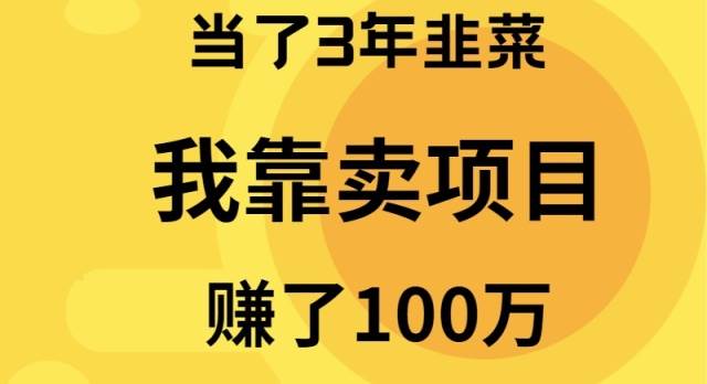 当了3年韭菜，我靠卖项目赚了100万-创想网