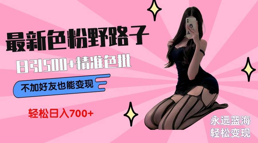 最新色粉变现野路子，日引500+老色批 可不加好友直接变现 小白轻松日入700+-创想网
