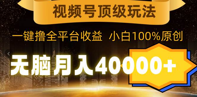视频号顶级玩法，无脑月入40000+，一键撸全平台收益，纯小白也能100%原创-创想网
