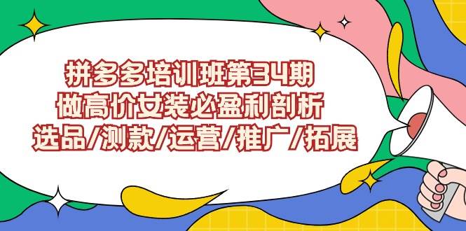 拼多多培训班第34期：做高价女装必盈利剖析  选品/测款/运营/推广/拓展-创想网