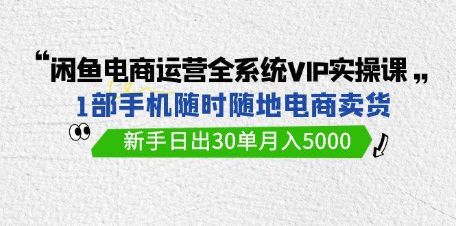 闲鱼电商运营全系统VIP实战课，1部手机随时随地卖货，新手日出30单月入5000-创想网