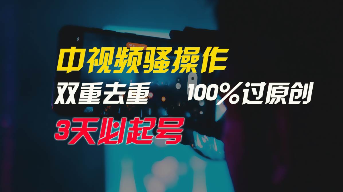 中视频骚操作，双重去重100%过原创，3天比必起号，简单无脑，月入3W+-创想网