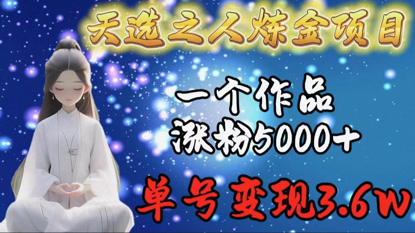 天选之人炼金项目，一个作品涨粉5000+，单号变现3.6w-创想网