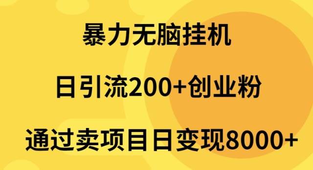 暴力无脑挂机日引流200+创业粉通过卖项目日变现2000+-创想网