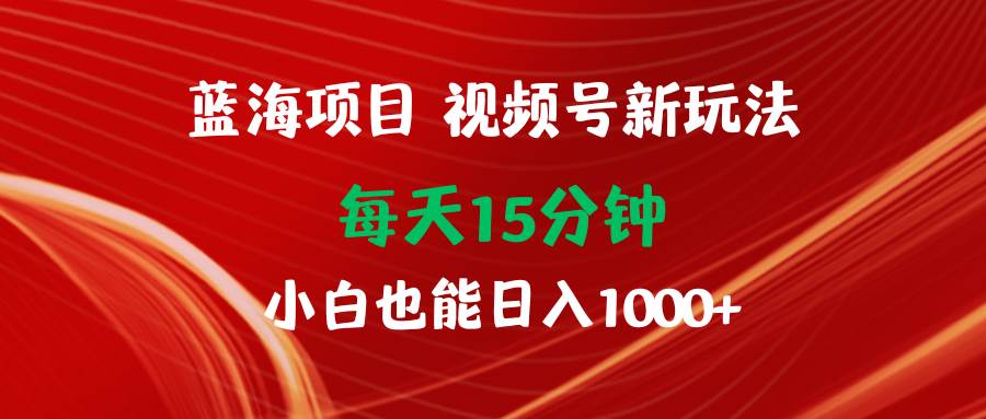 蓝海项目视频号新玩法 每天15分钟 小白也能日入1000+-创想网