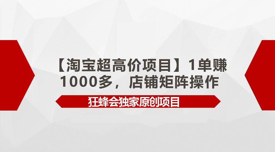 【淘宝超高价项目】1单赚1000多，店铺矩阵操作-创想网