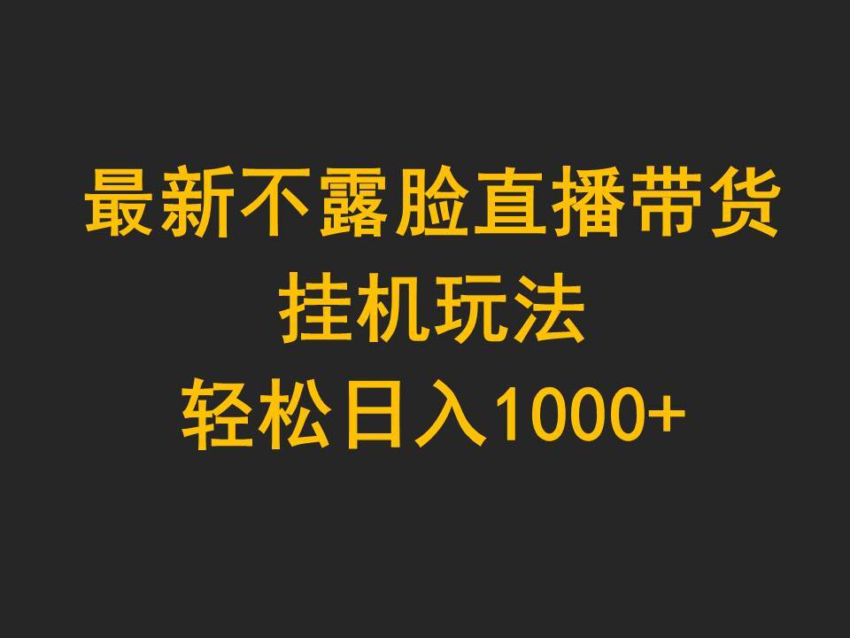 最新不露脸直播带货，挂机玩法，轻松日入1000+-创想网