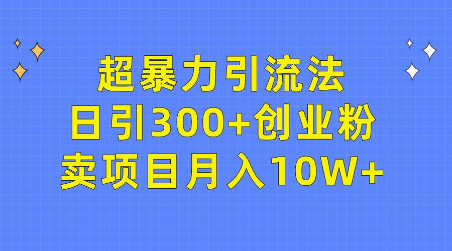 超暴力引流法，日引300+创业粉，卖项目月入10W+-创想网