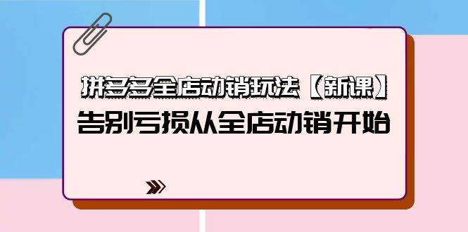 拼多多全店动销玩法【新课】，告别亏损从全店动销开始（4节视频课）-创想网