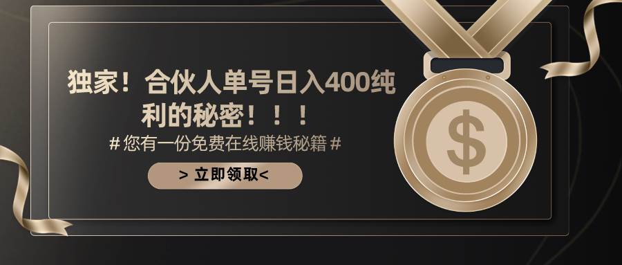 合伙人广告撸金最新玩法，每天单号400纯利-创想网