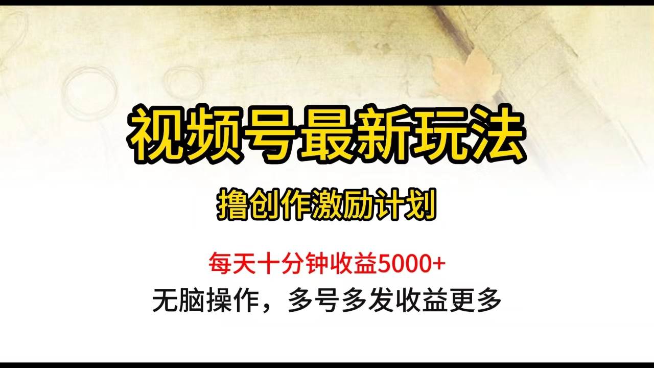 视频号最新玩法，每日一小时月入5000+-创想网
