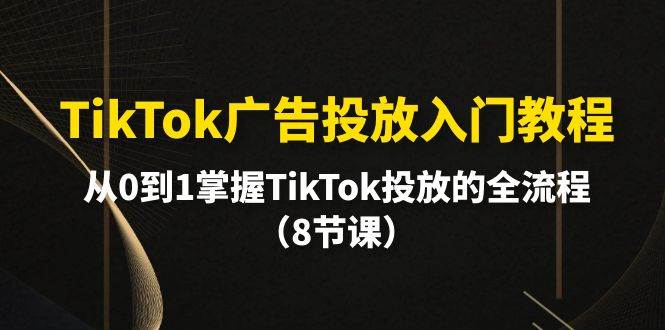 TikTok广告投放入门教程，从0到1掌握TikTok投放的全流程（8节课）-创想网